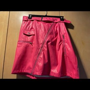 Pink faux leather skirt